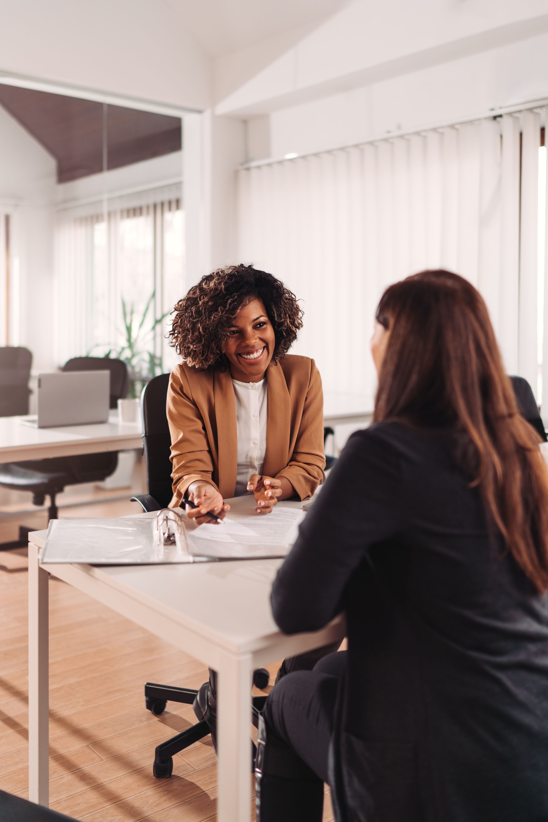 Consulting with a financial manager at the bank