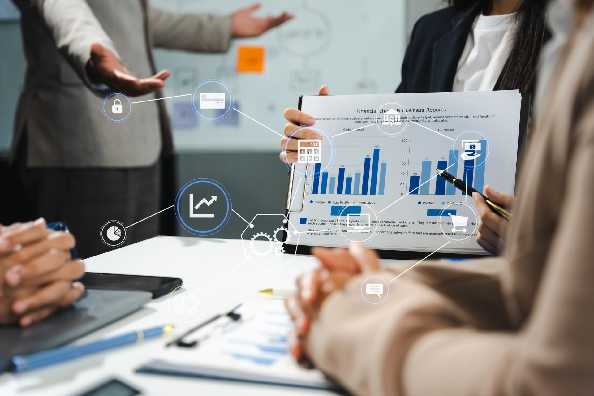 Project manager working and update tasks with milestones progress planning and professional investor working new start up project in the office